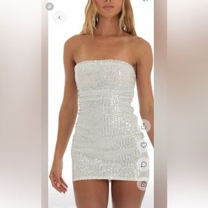Lucy in The Sky Latica Sequin Dress Silver Short Open Back